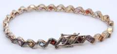 Vintage Sterling Silver Multi Gemstone Bracelet