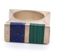 Vintage Sterling Silver Square Turquoise and Lapis Ring