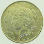 1922 Peace Silver Dollars $1 US Coin Flashy White Slider BU