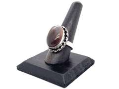 Oval Agate Tibetan Silver Ornate Ring