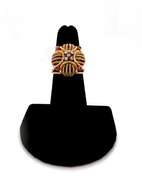 Antique 18kt Yellow Gold Diamond and Pink Topaz Ring