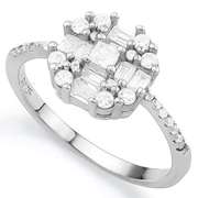 CAPTIVATING 1 4/5 CARAT (25 PCS) FLAWLESS CREATED DIAMOND 925 STERLING SILVER RI
