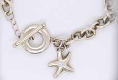 Vintage Sterling Silver Charm Bracelet w Toggle Clasp