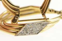 14K Yellow Gold 0.25 Ctw Diamond Squared Cluster Twist Hoop Earrings