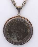 Vintage Juliana Regina 1975 Coin Pendant on Fancy Chain