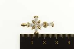 14K Yellow Gold Marquise Cubic Zirconia Cross Christian Pendant