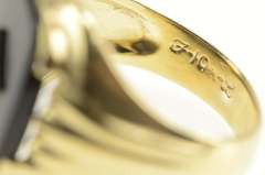 10K Yellow Gold Black Onyx Diamond Overlay Squared Statement Ring