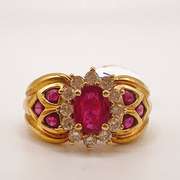 18kt Yellow Gold, Ruby & Diamond Ring