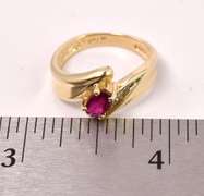 Ravishing Ruby and Diamond Ring in 14K Yellow Gold