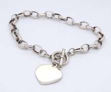 Vintage Sterling Silver Heart Shaped Charm Bracelet