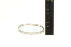 14K White Gold Pearl Ornate Embossed Scroll Oval Bangle Bracelet