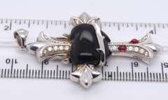 Stephen Webster Diamond Cross Bleeding Heart 18 Karat White Gold Pendant