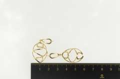 14K Yellow Gold Spiral Twist Oval Geometric Dangle Earrings