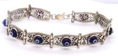 Sterling Silver Evil Eye Link Bracelet