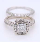 Masterpiece White Gold Princess Cut Diamond Wedding Set