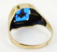 Deco 10K Gold Masonic Ring, Size 12.5