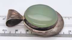 Vintage 925 Sterling Silver Green Jade Pendant