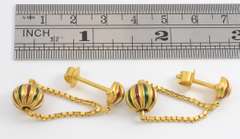 Unusual 21k Dangle Earrings with Enamel