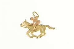 14K Yellow Gold Articulated Horse Rider Jockey Race Charm/Pendant