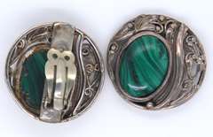 Vintage Sterling Silver Malachite Earrings