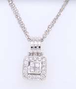 Dazzling White Gold Invisible Set Diamond Pendant on Multi Strand Chain