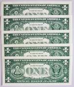 (5) Superb Crisp 1957B $1 Star Replacement Silver Certificates-Consecutive!