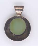 Vintage 925 Sterling Silver Green Jade Pendant