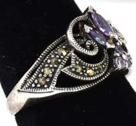 Sterling Silver Amethyst Wheat Bundle Ring