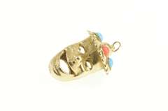 14K Yellow Gold Victorian Drama Comedy Coral Turquoise Charm/Pendant