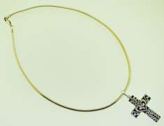 Italian Sterling silver 3mm Omega Chain with Cross Pendant
