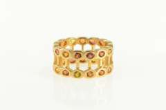 18K Yellow Gold Citrine Bar Bell Eternity Statement Band Ring