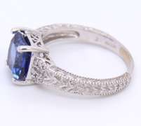 10k white gold tanzanite and diamond ring