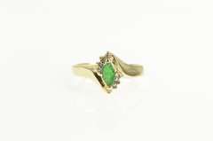 10K Yellow Gold Marquise Emerald Diamond Accent Bypass Ring