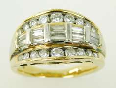 14K Baguette & Round Diamonds Ring, Size 5.25