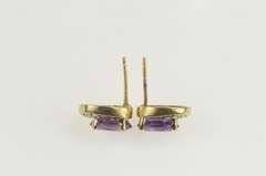 14K Yellow Gold Oval Amethyst Diamond Accent Stud Earrings