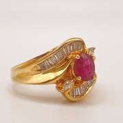 18kt Yellow Gold, Ruby, & Diamond Ring