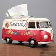 Flower Bus Retro Car Tissue Box Home Decoration