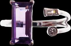 Radical Amethyst and Diamond 18k White Gold Ring