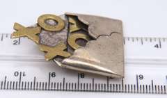 Vintage 925 Sterling Silver XO Letter Envelope Pin