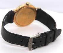 Deauville Quartz Gold Watch w Black Leather Strap