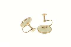 10K Yellow Gold Ornate Chinese Dragon Jade Screw Back Earrings