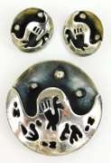 Coro by Hector Aquilar Diorama Sterling Pin & Earrings
