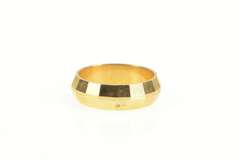 14K Yellow Gold Squared Disco Ball Pattern Retro Band Ring
