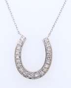 Sparkling White Gold Diamond Horseshoe Pendant on Chain