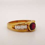 18kt Yellow Gold, Ruby, & Diamond Ring