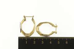 14K Yellow Gold 0.25 Ctw Diamond Squared Cluster Twist Hoop Earrings