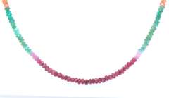 Handsome Ruby, Sapphire and Emerald Bead Necklace