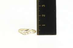 10K Yellow Gold Diamond Wavy Channel Statement Band Ring