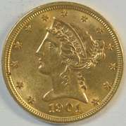 Super Choice & Lovely BU 1901 US $5 Liberty Gold Piece