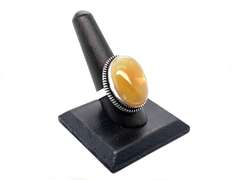 Statement Oval Yellow Agate Tibetan Silver Ring